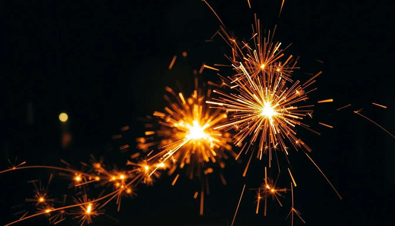 Golden Sparkler Light Trails in Motion