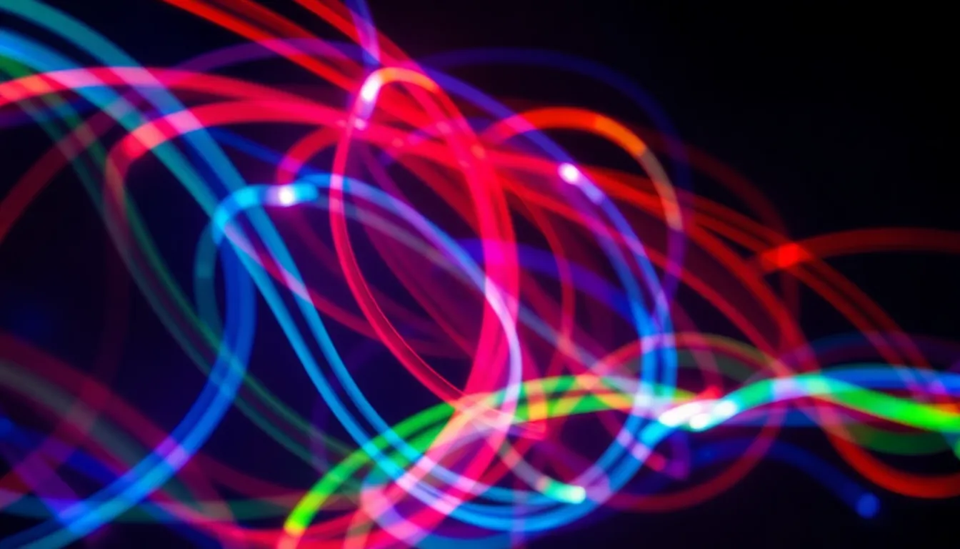 Vibrant Abstract Light Streaks on Dark Background