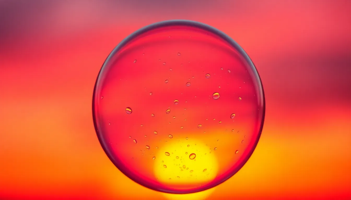 Close-Up of Soap Bubble Reflecting Sunset