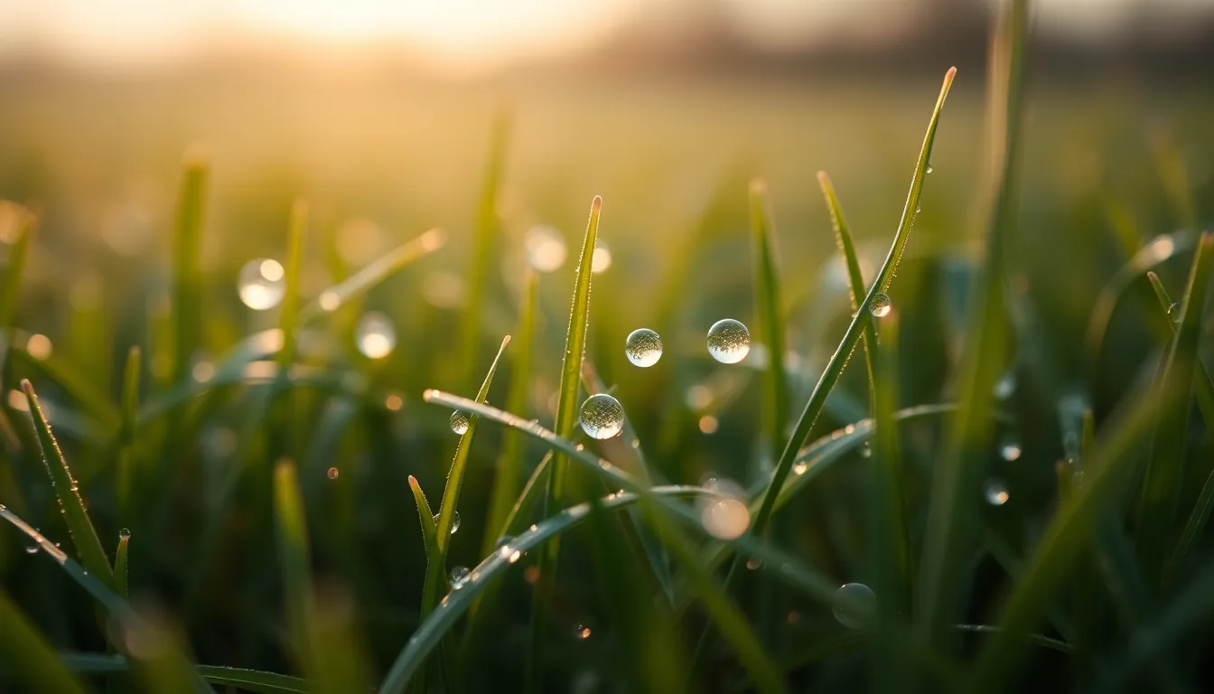 Morning Dew on Grass Blades