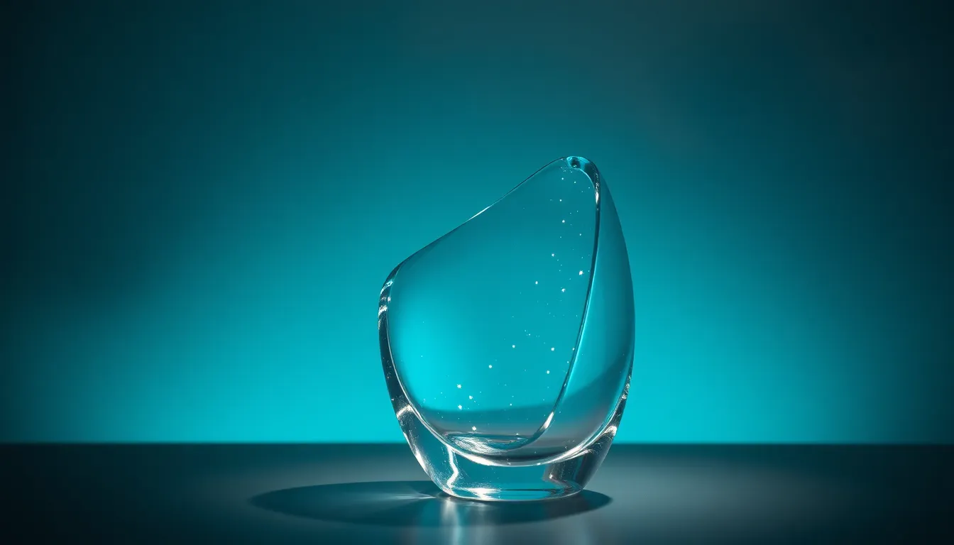 Illuminated Glass Sculpture in Studio