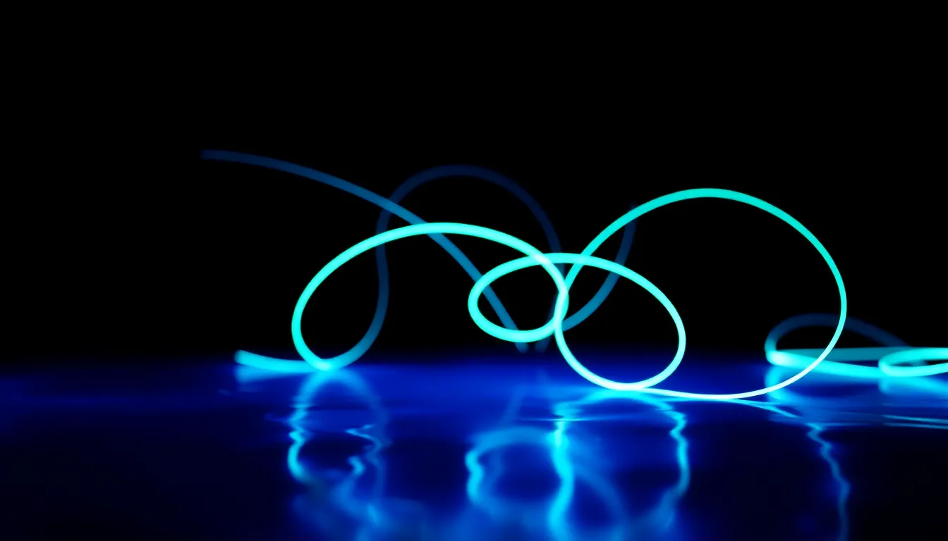 Bioluminescent Light Trails on Dark Background