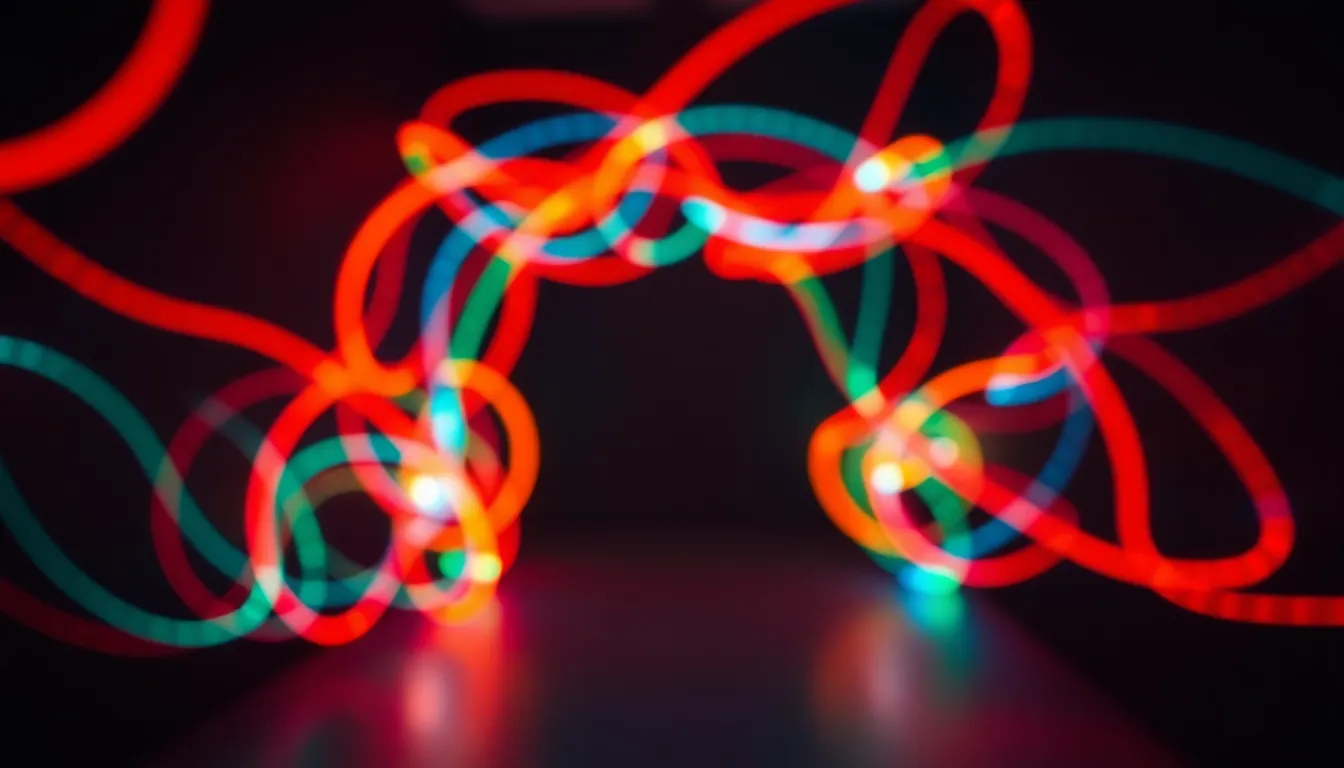 Hypnotic Swirling Lights in Dark Space