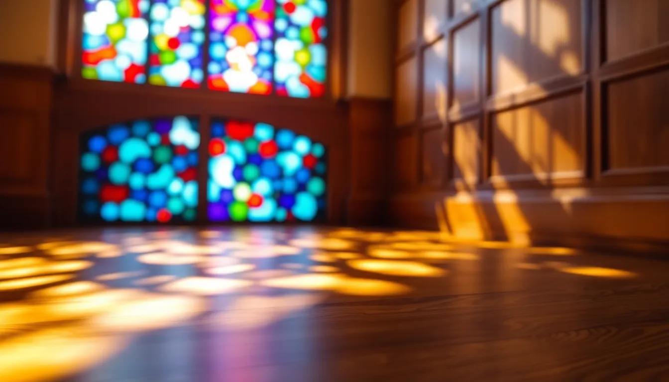 Colorful Light Patterns Through Stained Glass