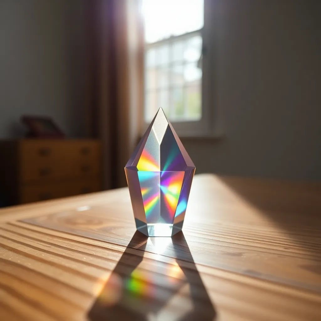 Colorful Light Reflections from Crystal Prism