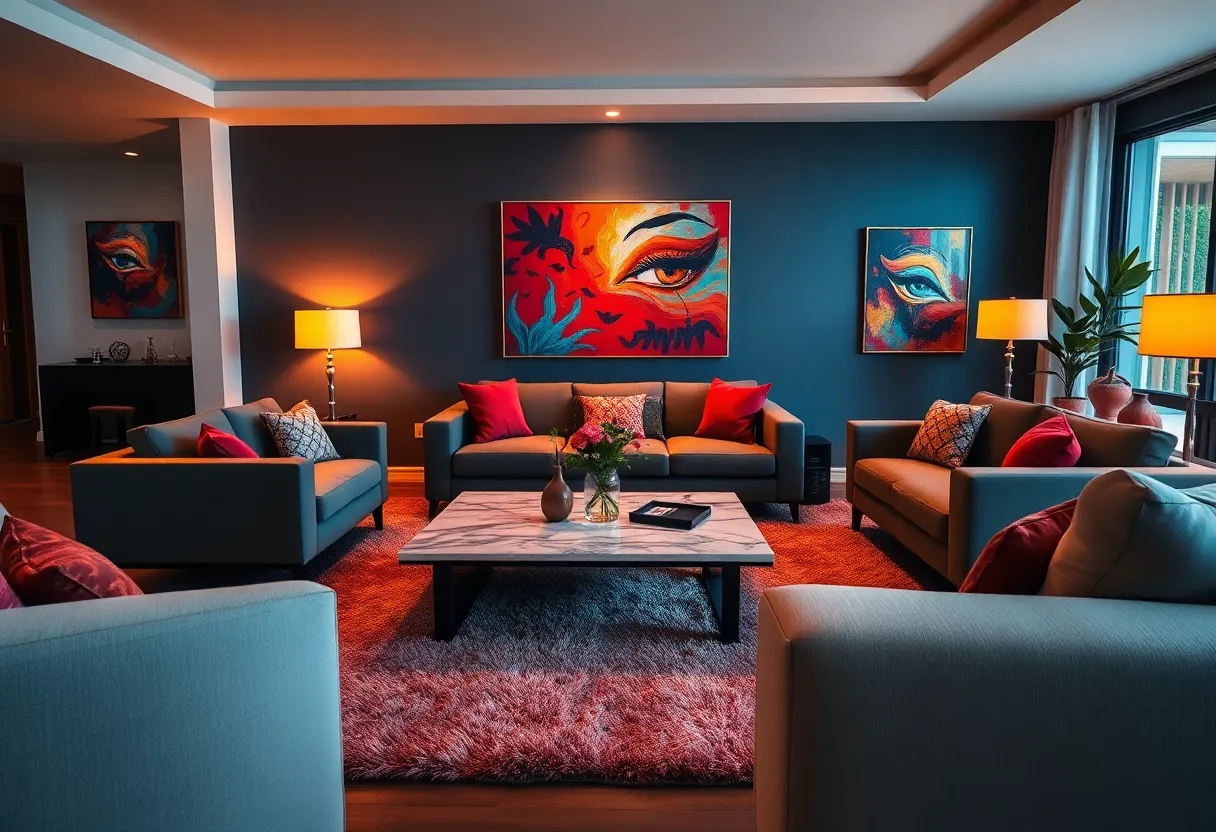 Contemporary Living Room Designed for Entertaining