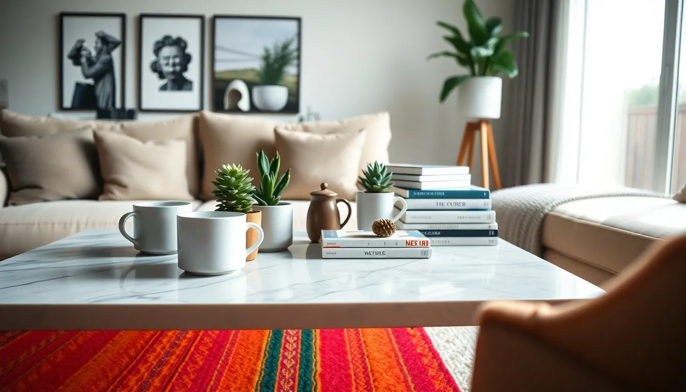 Stylish Coffee Table Arrangement in Modern Living Room