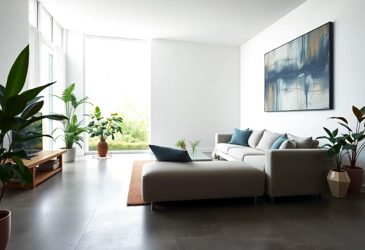Minimalist Living Room with Abstract Art