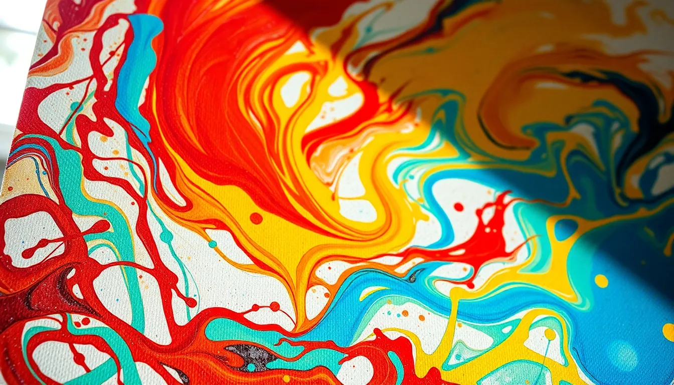 Vibrant Swirls of Paint on Canvas