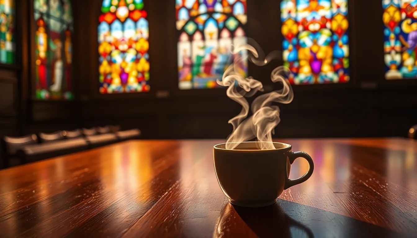 Coffee Steam Loops in Sunlit Room