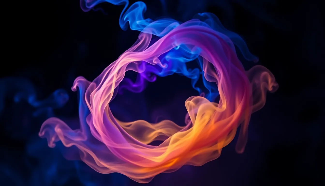 Swirling Vortex of Colorful Smoke