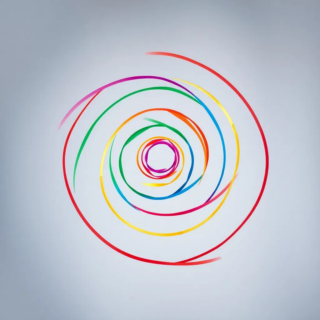 Vibrant Paper Loops on Grey Background