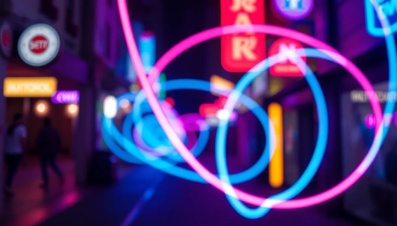Dynamic Abstract Light Trails Creating Vibrant Loops