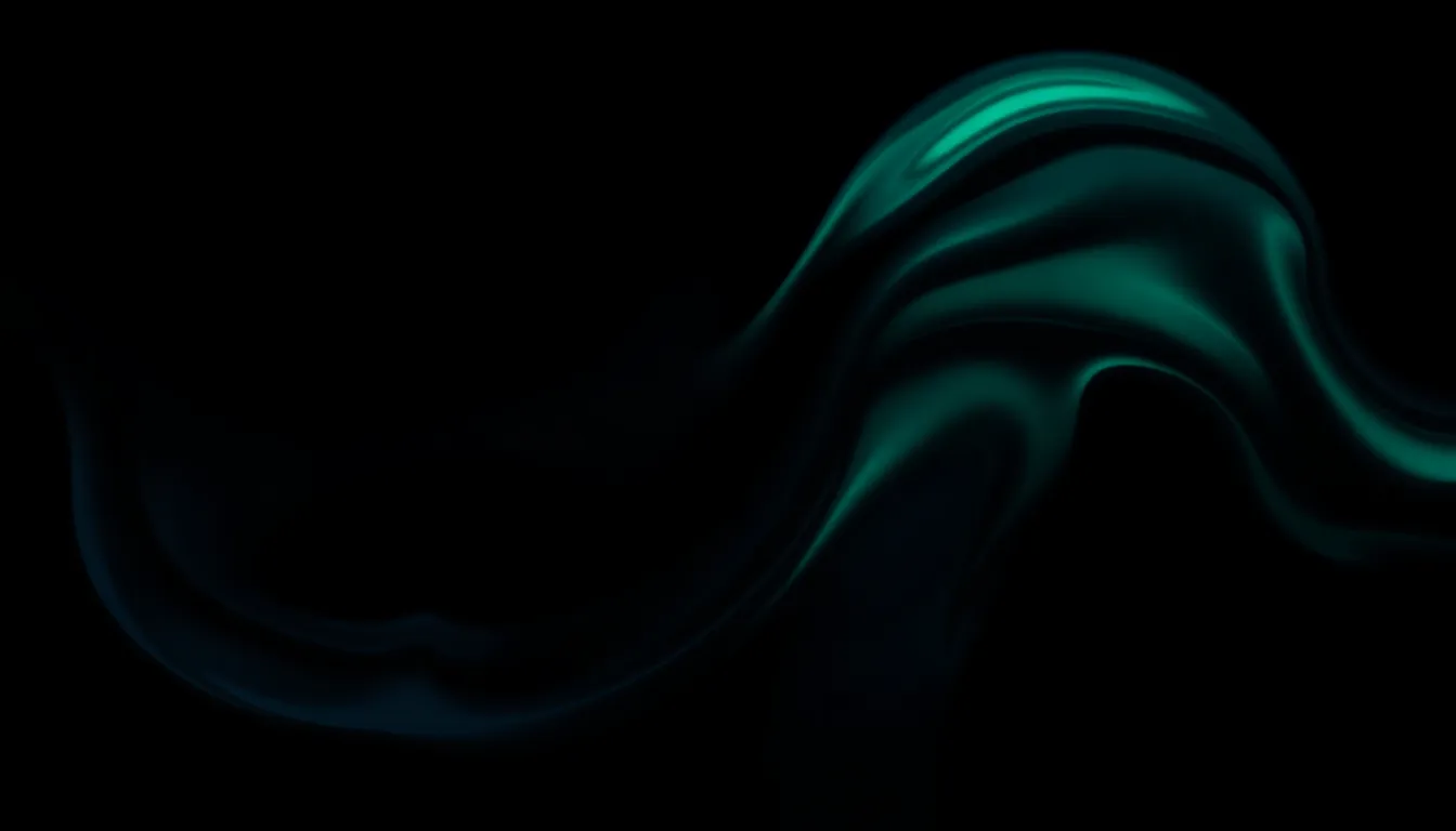 This image showcases a mesmerizing fluid abstract loop design with rich shades of deep blue and emerald green. The dramatic low-key lighting creates a striking contrast against the dark background, enhancing the texture and depth of the swirling forms. The composition employs leading lines to guide the viewer’s gaze through the intricate patterns, evoking a sense of calm and fluidity, perfect for modern decor or digital backgrounds.