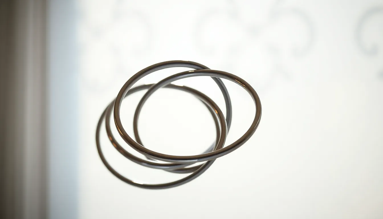 Intertwined Metallic Rings in Soft Light