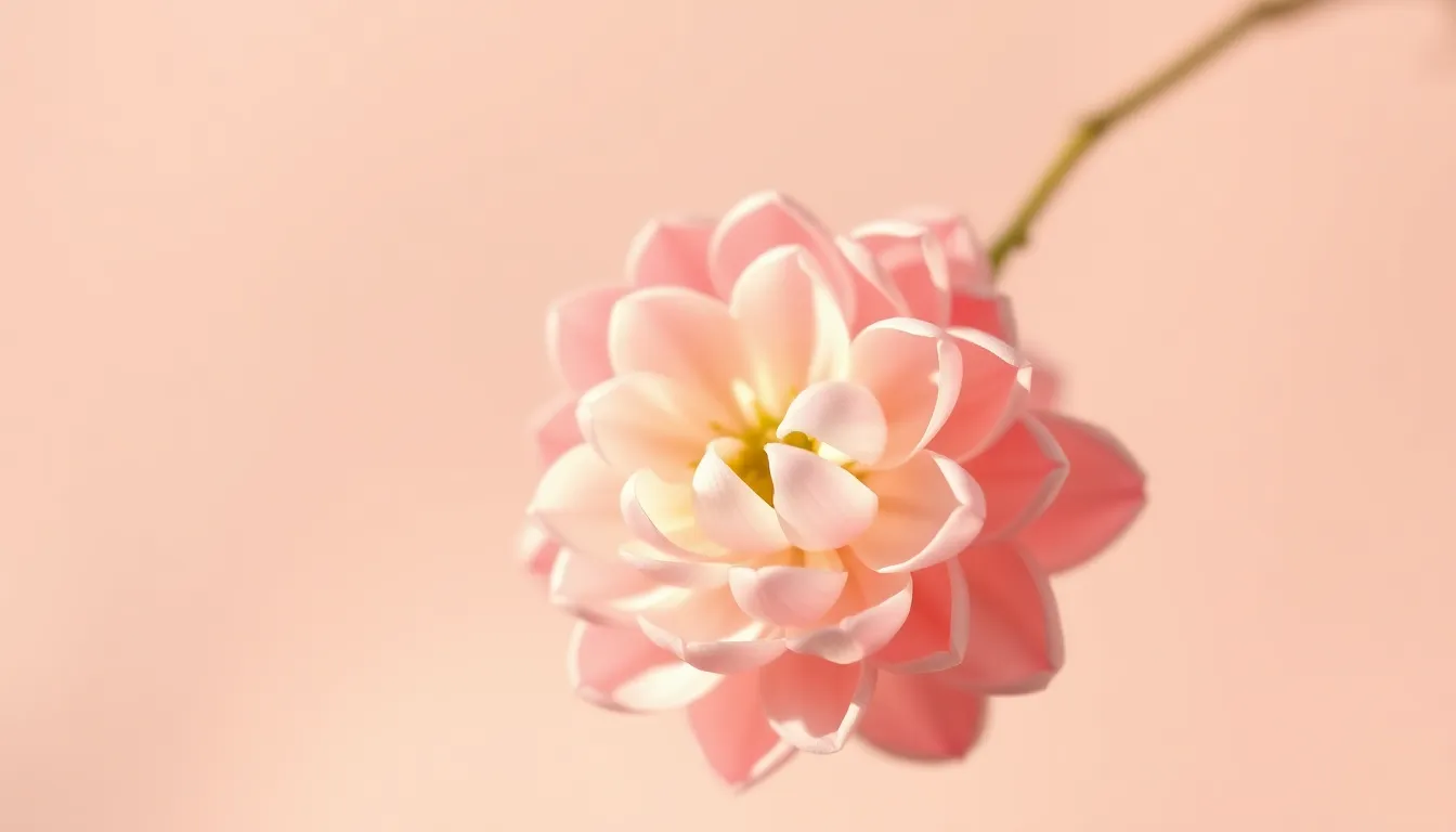 This image beautifully illustrates delicate flower petals arranged in graceful loops against a soft pastel backdrop. The warm golden hour lighting enhances the natural colors, creating a romantic mood. With a soft focus on the petals and creamy bokeh, this composition captures the intricate details and textures, making it a perfect representation of nature's elegance.