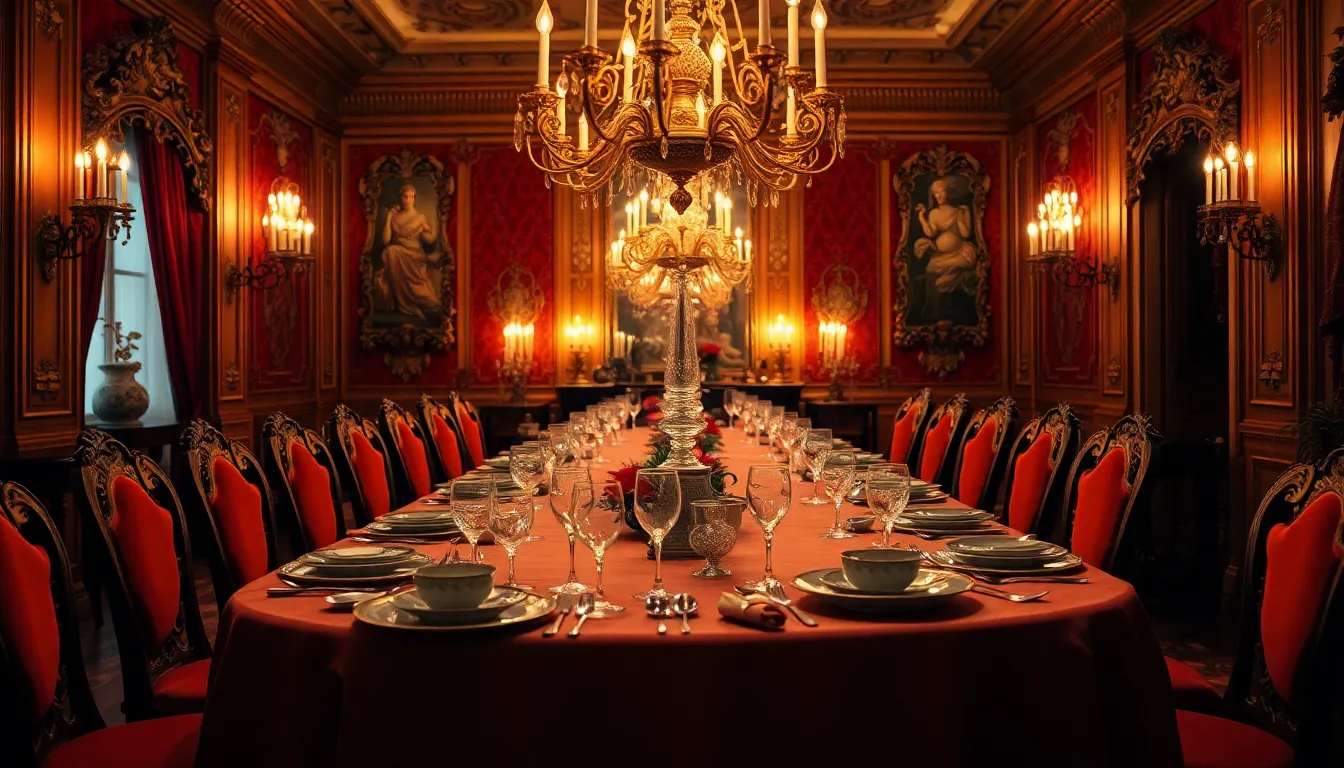 Opulent Dining Room with Elegant Table Setting