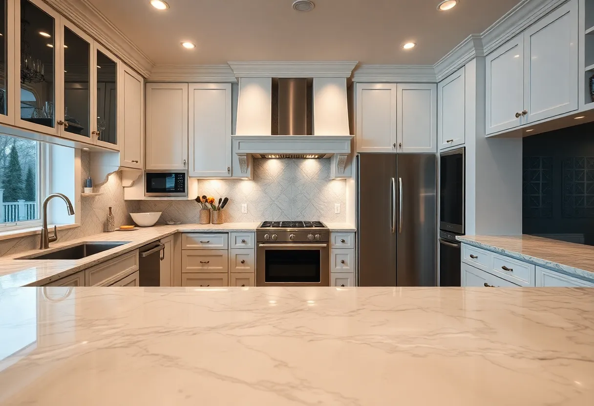 Elegant Kitchen with Marble Countertops