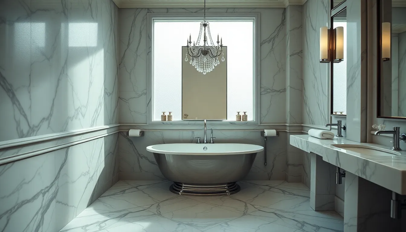 Elegant Luxurious Bathroom with Marble Features