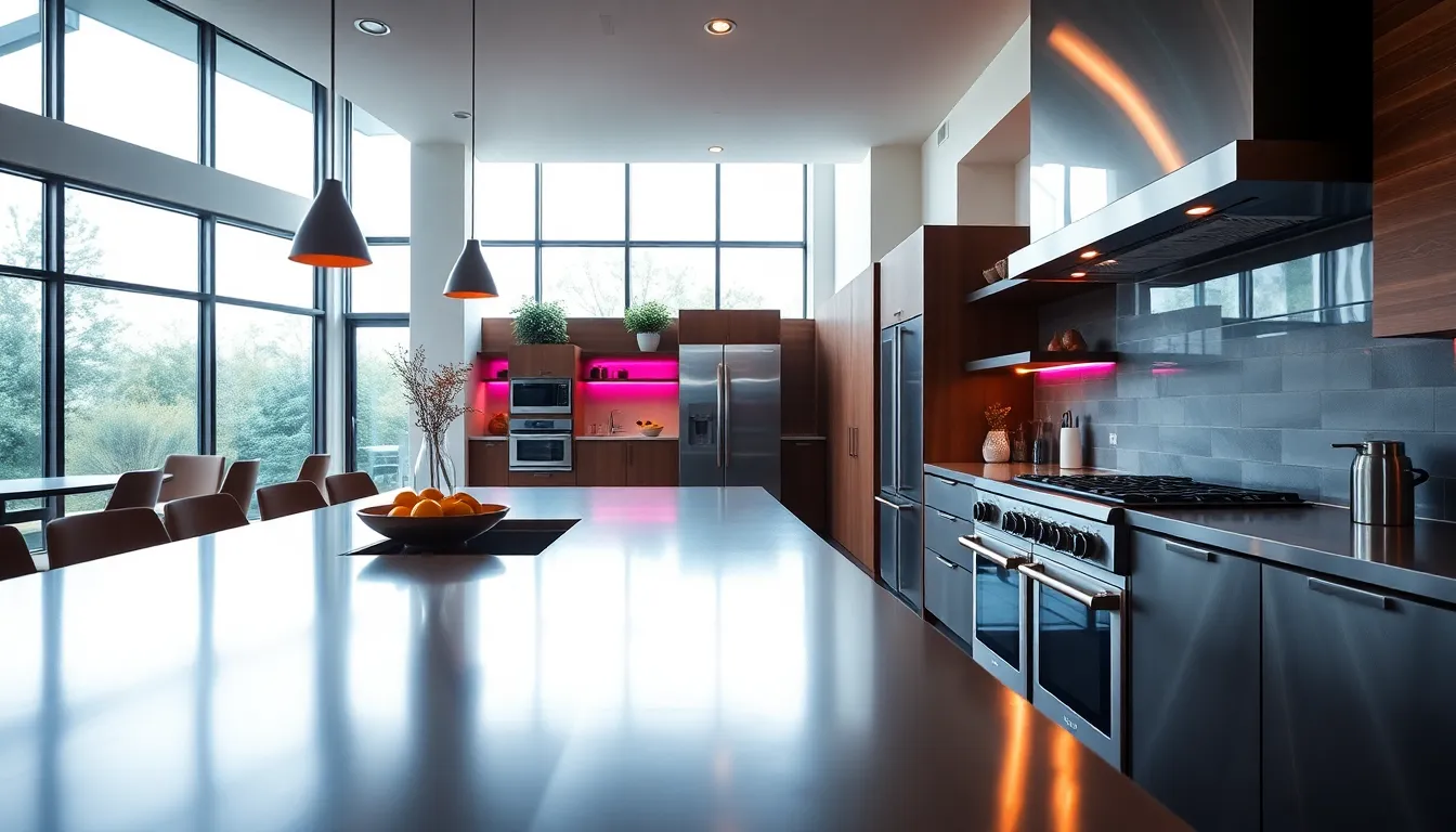 This stunning image captures a contemporary courtyard featuring a tranquil reflecting pool surrounded by vibrant greenery. The overcast lighting brings out the richness of the colors, while the sharp depth of field showcases the serene atmosphere. Textured stone pathways seamlessly lead the eye toward the peaceful water's edge, evoking a sense of relaxation and luxury.