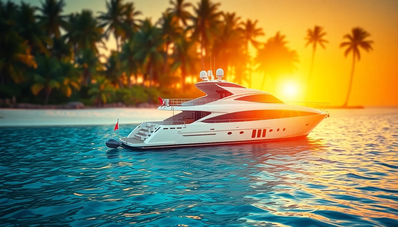 Luxury Yacht at Sunset