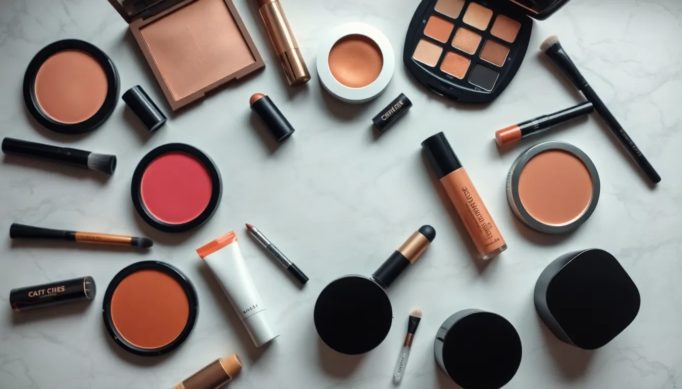 Elegant Flat Lay of Makeup Products