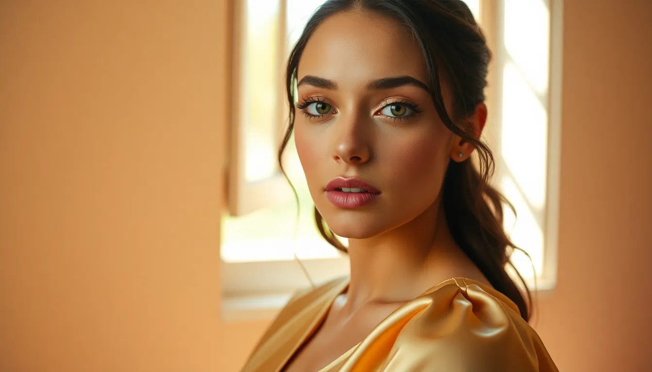 Woman Applying Red Lipstick in Natural Light