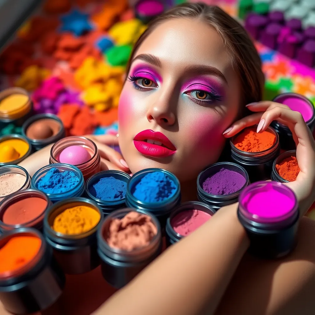 Colorful Makeup Collection Display