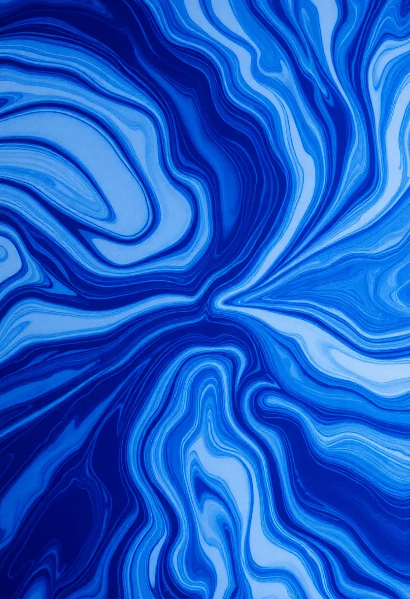This captivating image presents an abstract pattern of swirling blue and white marbled paper, showcasing its unique textures and fluidity. The soft studio lighting highlights the intricate details, creating a serene and artistic mood. The gentle blur adds depth to the flowing patterns, while the centered composition invites contemplation. Ideal for art-inspired decor or graphic design.