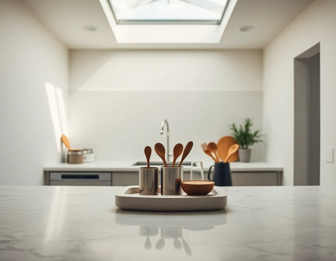 Stylish Marble Countertop in Bright Kitchen