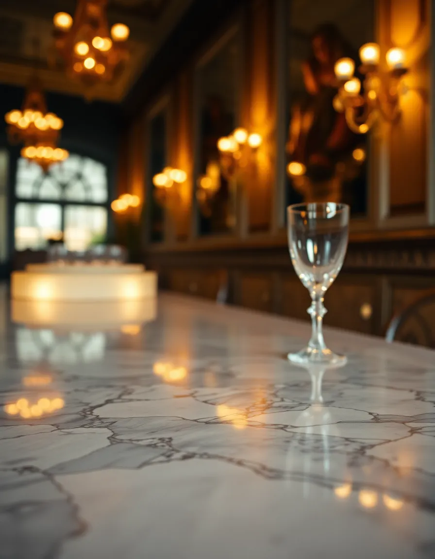 Elegant Marble Tabletop with Glassware