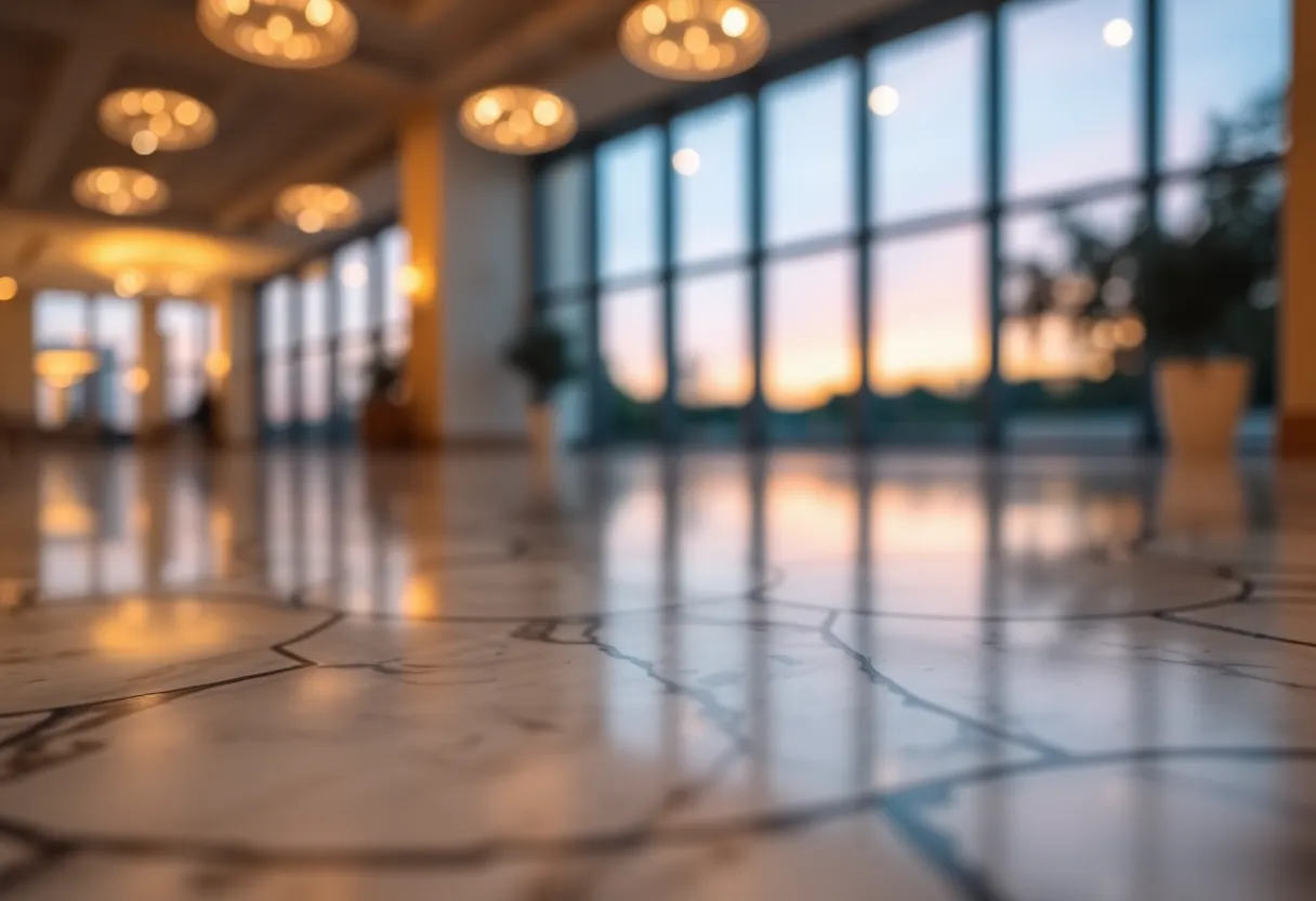 Elegant Marble Flooring in Evening Light
