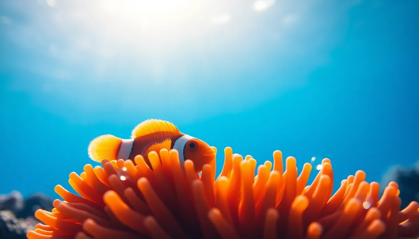 Clownfish in Vibrant Anemone Underwater