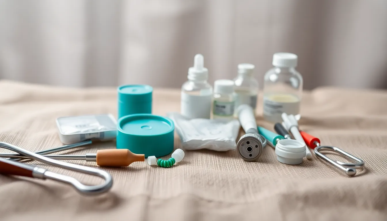 Close-Up of Medical Supplies on Linen