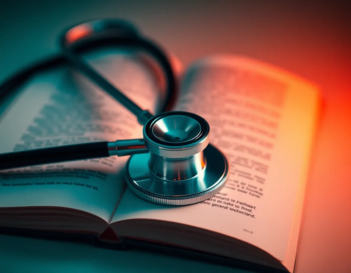 Stethoscope with Medical Textbook
