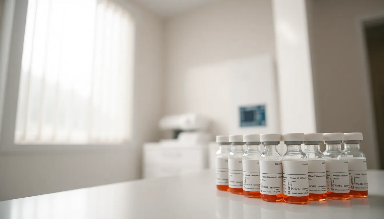 Colorful Medical Vials in Examination Room