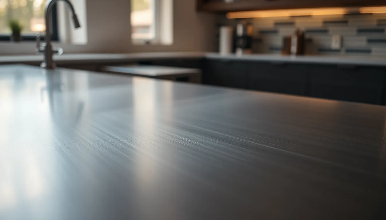 Elegant Brushed Stainless Steel Countertop