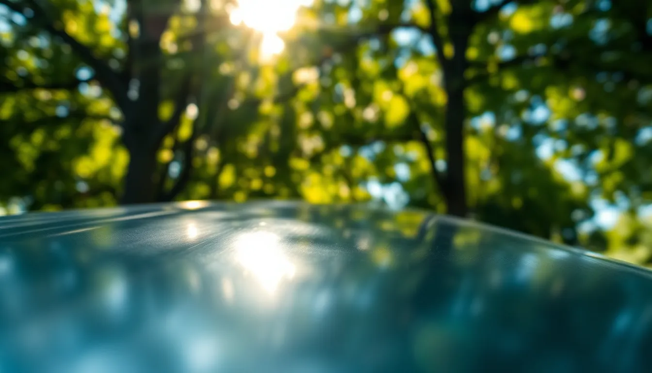This enchanting image showcases a polished aluminum surface surrounded by nature, with dappled sunlight filtering through the tree canopy. The saturated colors and shallow depth of field draw attention to the reflective quality of the aluminum, while soft bokeh highlights enhance the ethereal feel. Leading lines from the surrounding foliage create a dynamic composition, inviting viewers to explore the connection between metal and the natural world.