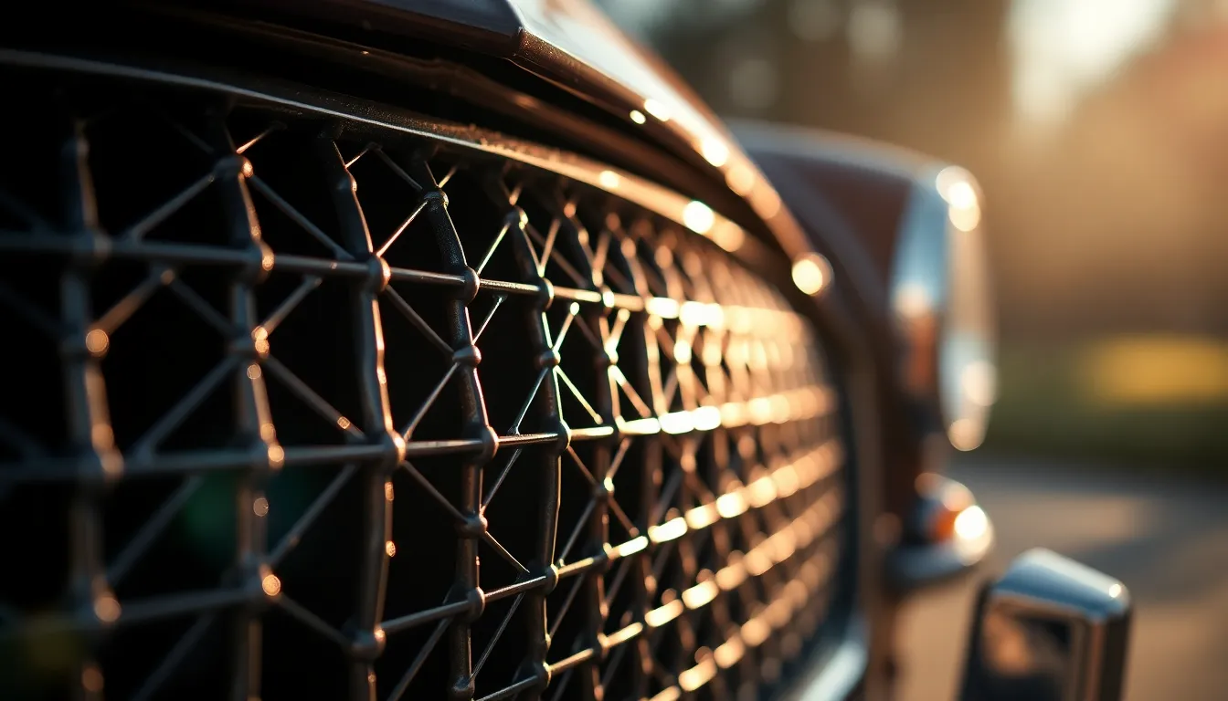 Vintage Car Grill with Intricate Metal Patterns