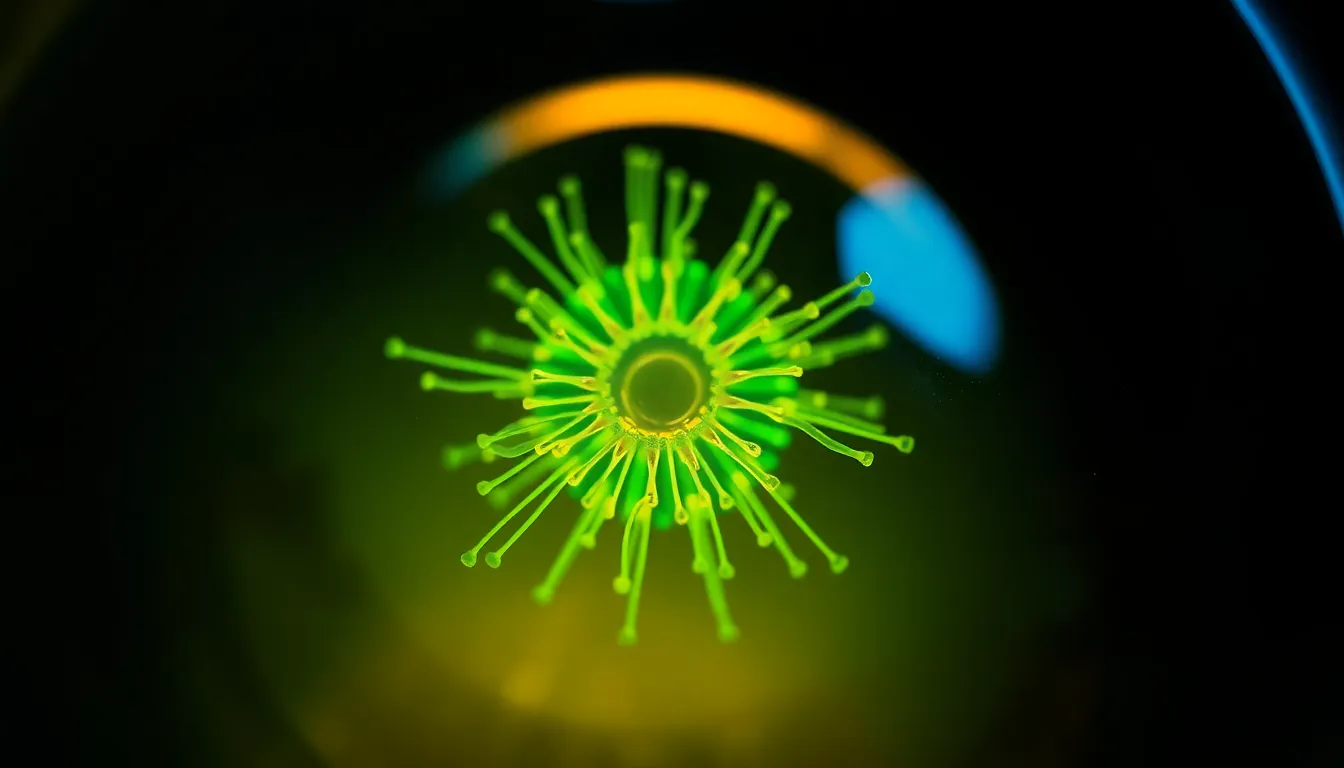 Vibrant Diatom Under Microscope