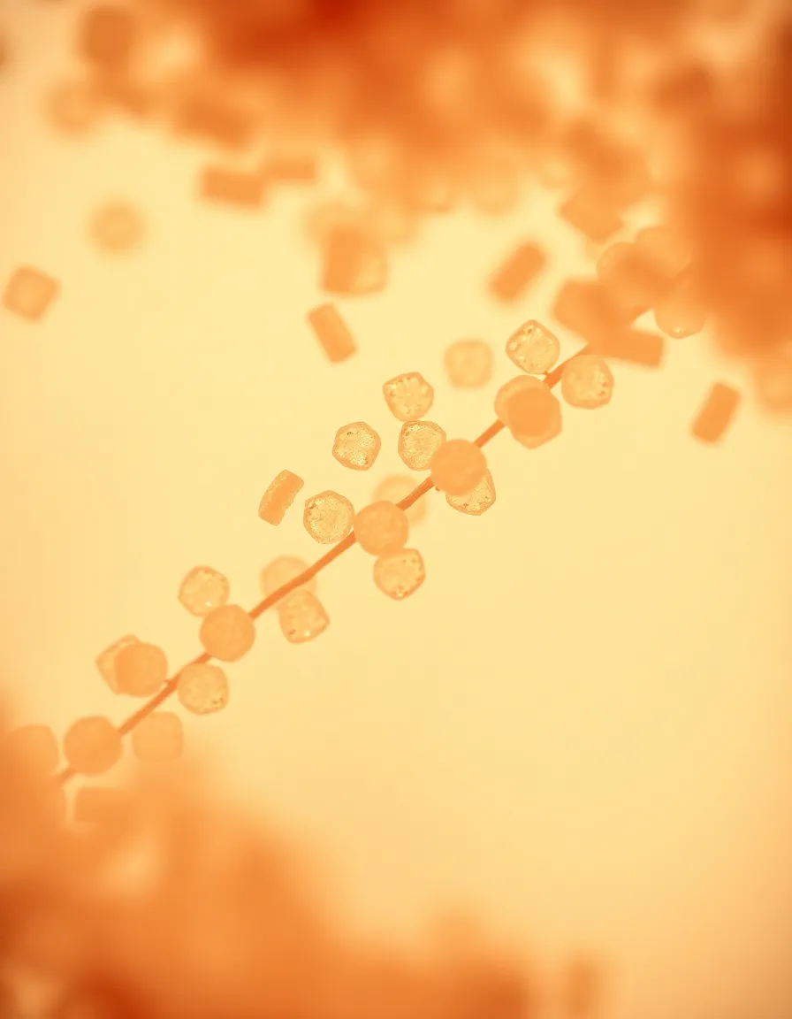 Artistic View of Pollen Grains This artistic image captures the beauty of pollen grains under a microscope, illuminated by soft ambient light that highlights their intricate features. The selective focus emphasizes the detailed texture in the foreground, while the background melts into a gentle blur, creating an inviting aesthetic. The warm color palette enhances the natural feel of the scene, adding depth to the composition. A diagonal layout injects dynamic movement, inviting viewers to explore the micro world of plant reproduction.