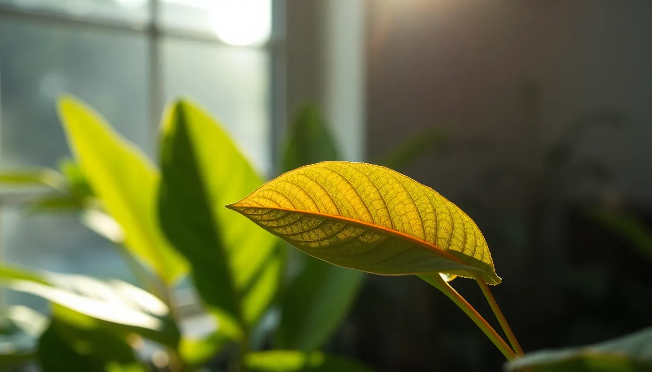 Leaf Cross-Section Under Natural Light This beautifully detailed image showcases a colorful cross-section of a leaf, highlighted by soft ambient daylight streaming through a window. The gentle shadows and soft focus create a serene atmosphere, while the muted green and yellow tones add an organic feel. The rule of thirds composition draws attention to the intricate cellular structures present in the leaf, offering insights into the beauty of nature at a microscopic level. It’s ideal for educational purposes or botanical studies.