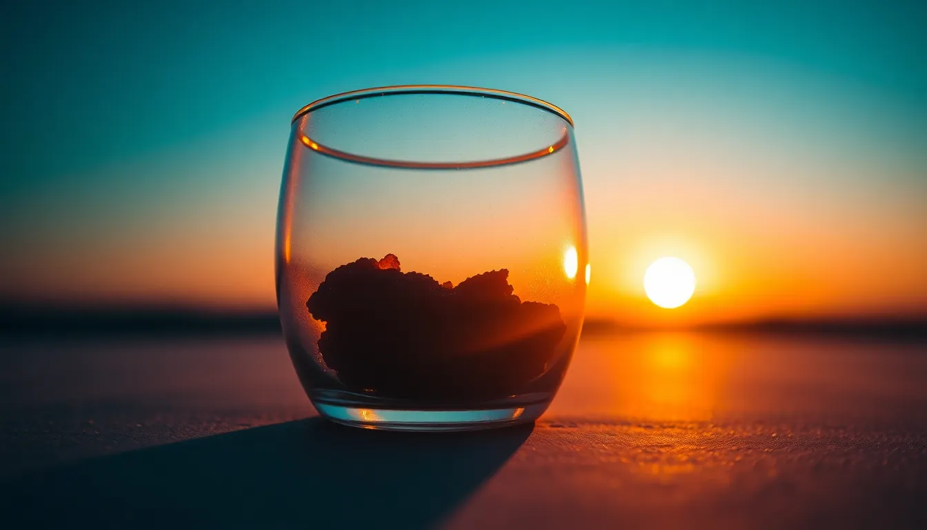 This dramatic image captures a specimen slide illuminated by the warm backlighting of the golden hour. The cinematic teal and orange color grading enhances the visual appeal, while the hyperfocal depth ensures every detail is crisp. The leading lines create a dynamic composition, drawing the viewer's attention to the intricate textures of both the specimen and the glass slide.
