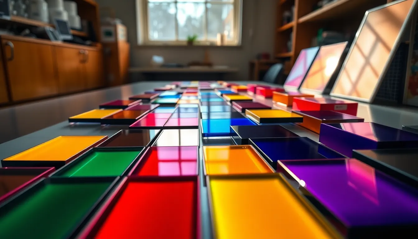 Vibrant Microscopic Stained Slides Arrangement