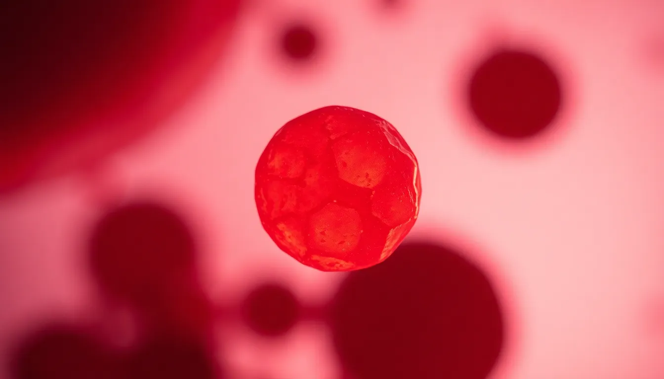 Red Blood Cell Microscopic View In this striking image, a human red blood cell is presented with incredible detail under a microscope. The warm highlights from the tungsten lamp enrich the deep reds and subtle yellows of the cell, capturing its unique shape and texture. With a shallow depth of field, the blood cell becomes the central focus, while the background softly melts into an abstract blur. This composition emphasizes the fascinating world of human biology, inviting viewers to engage with a subject often overlooked.