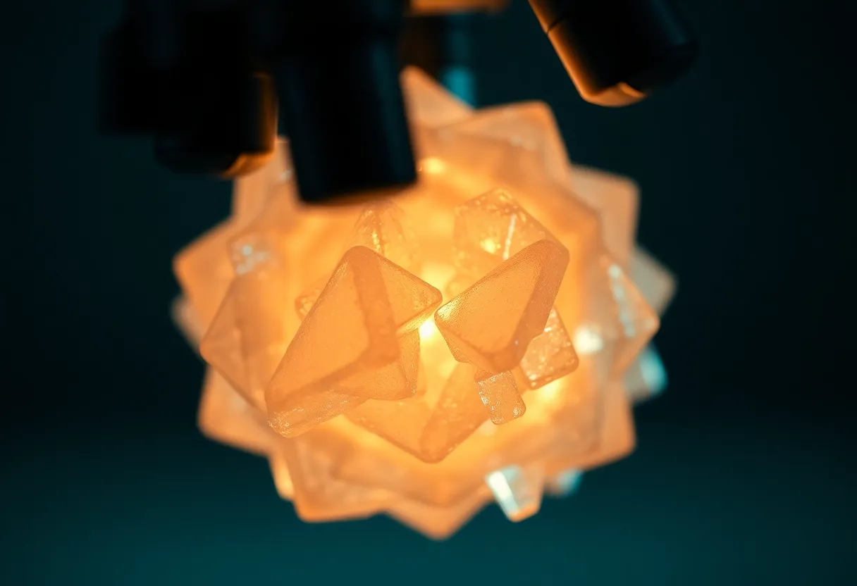 Dramatic Close-Up of a Crystal Under Microscope