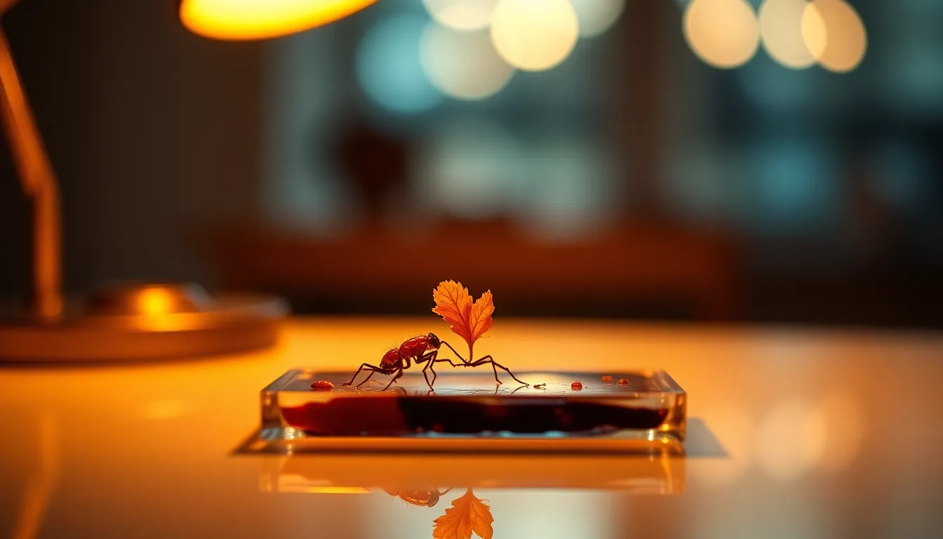 In this captivating image, a vibrant specimen is illuminated by a warm tungsten desk lamp, creating a dramatic effect on the glass slide. The selective focus draws attention to the intricate details of the specimen, while the soft bokeh adds depth to the scene. The warm colors and creamy highlights contribute to an inviting scientific atmosphere, perfect for educational purposes.