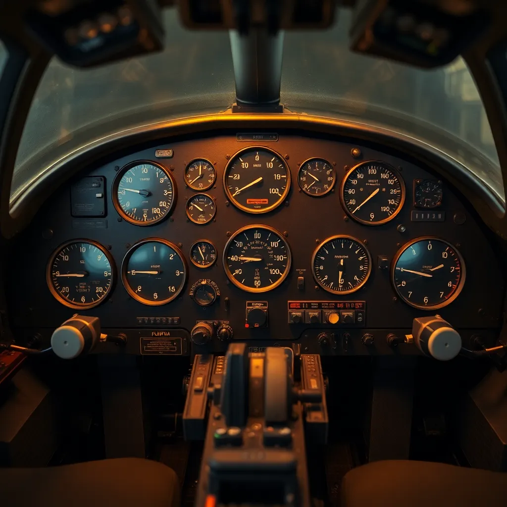 Vintage Military Aircraft Cockpit Close-Up