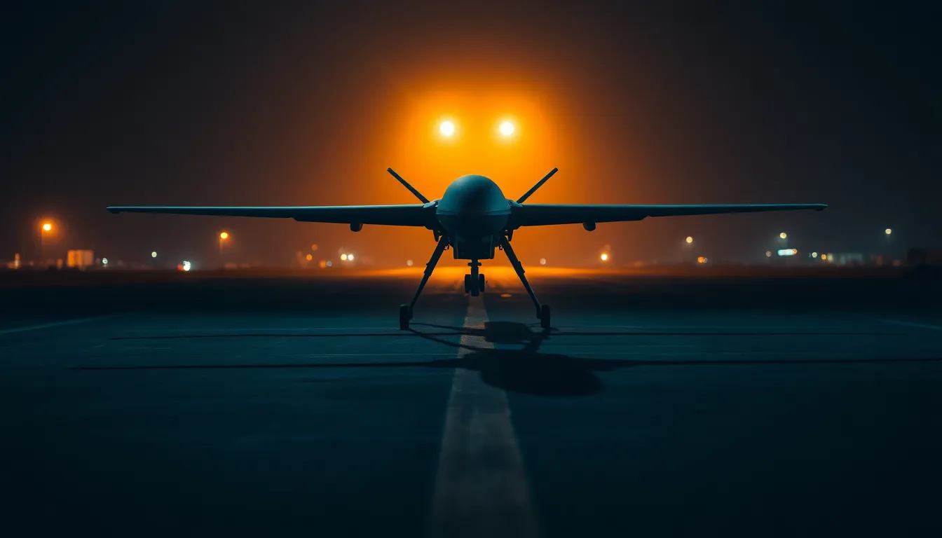 Military Drone Launching at Night
