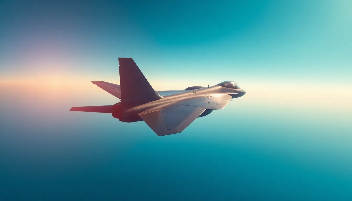 Fighter Jet in Flight Against Blue Sky